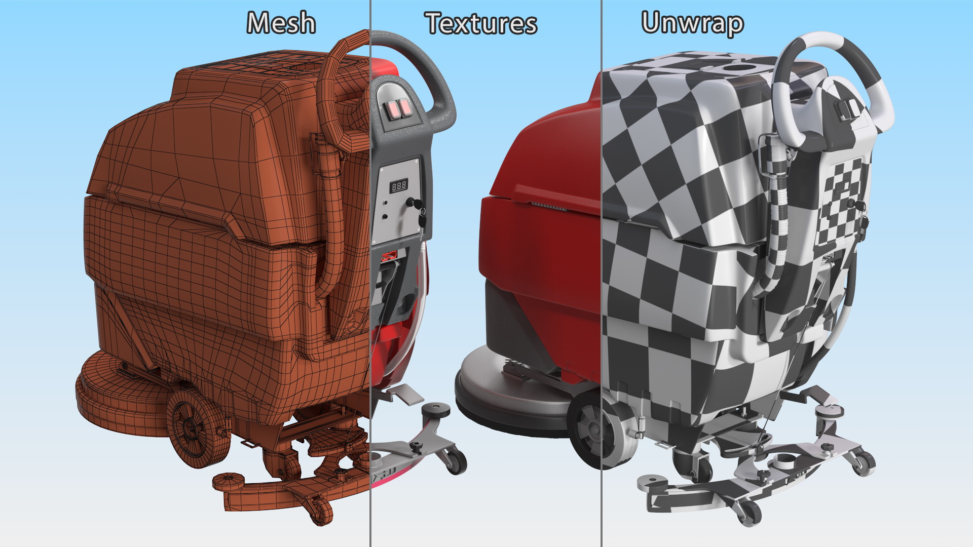 3D Floor Cleaning Machine Red