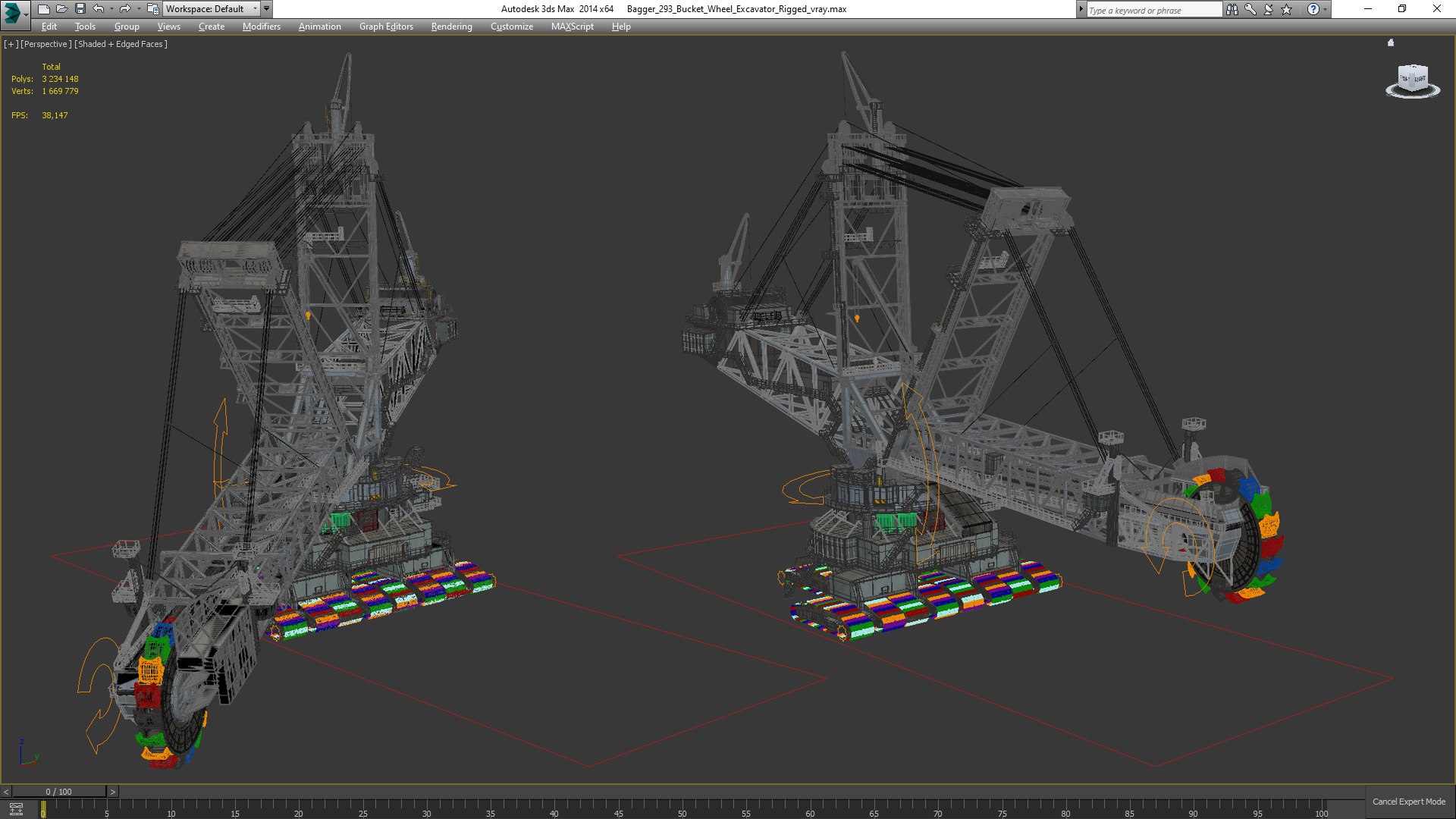 3D model Bagger 293 Bucket Wheel Excavator Rigged