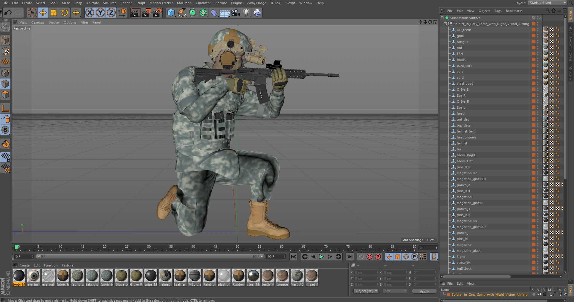 3D model Soldier in Grey Camo with Night Vision Aiming