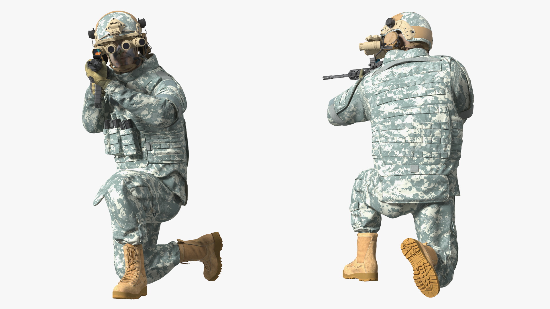 3D model Soldier in Grey Camo with Night Vision Aiming