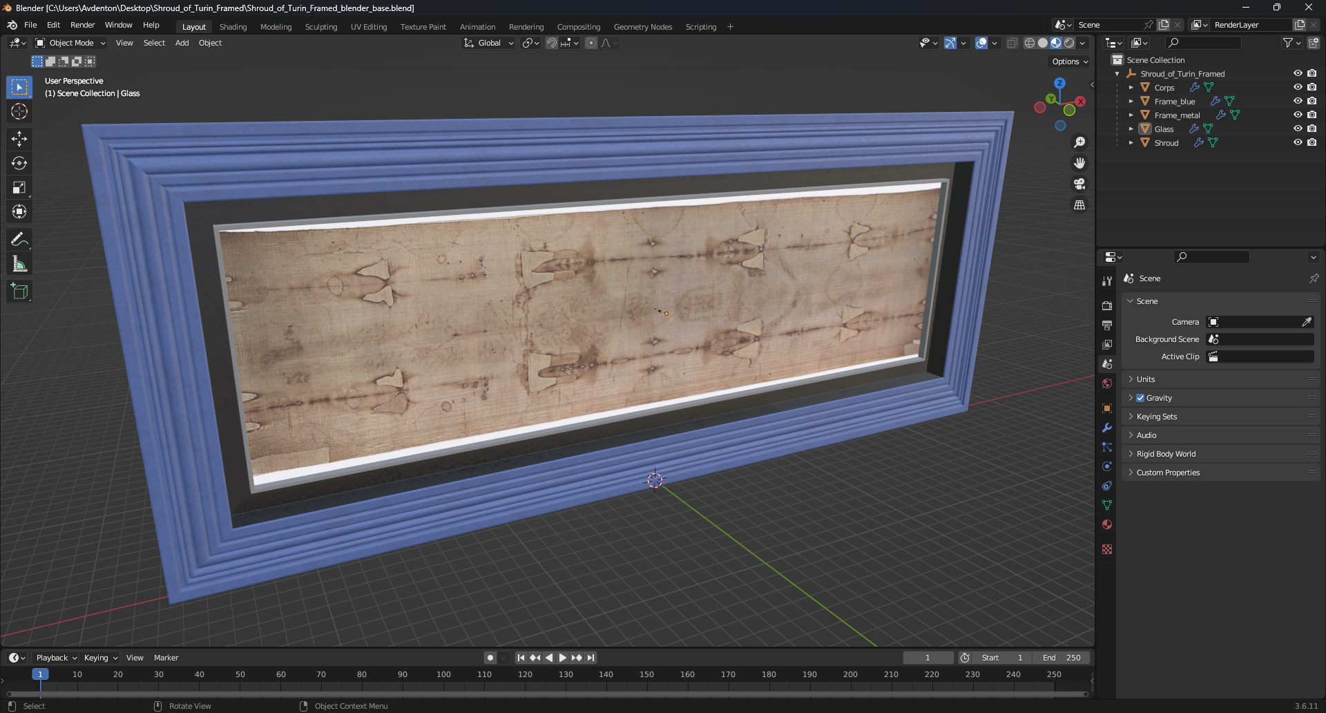 Shroud of Turin Framed 3D