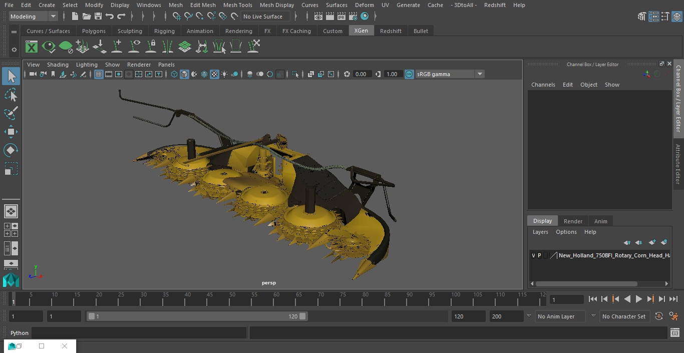 3D model New Holland 750BFI Rotary Corn Head Harvesting Unit Old