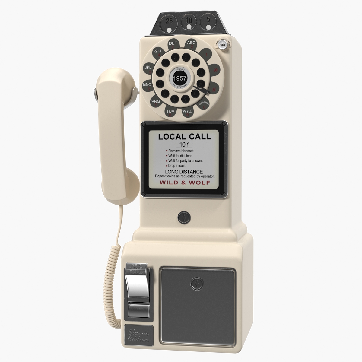Wild Wolf 1950 American Diner Phone, view 3