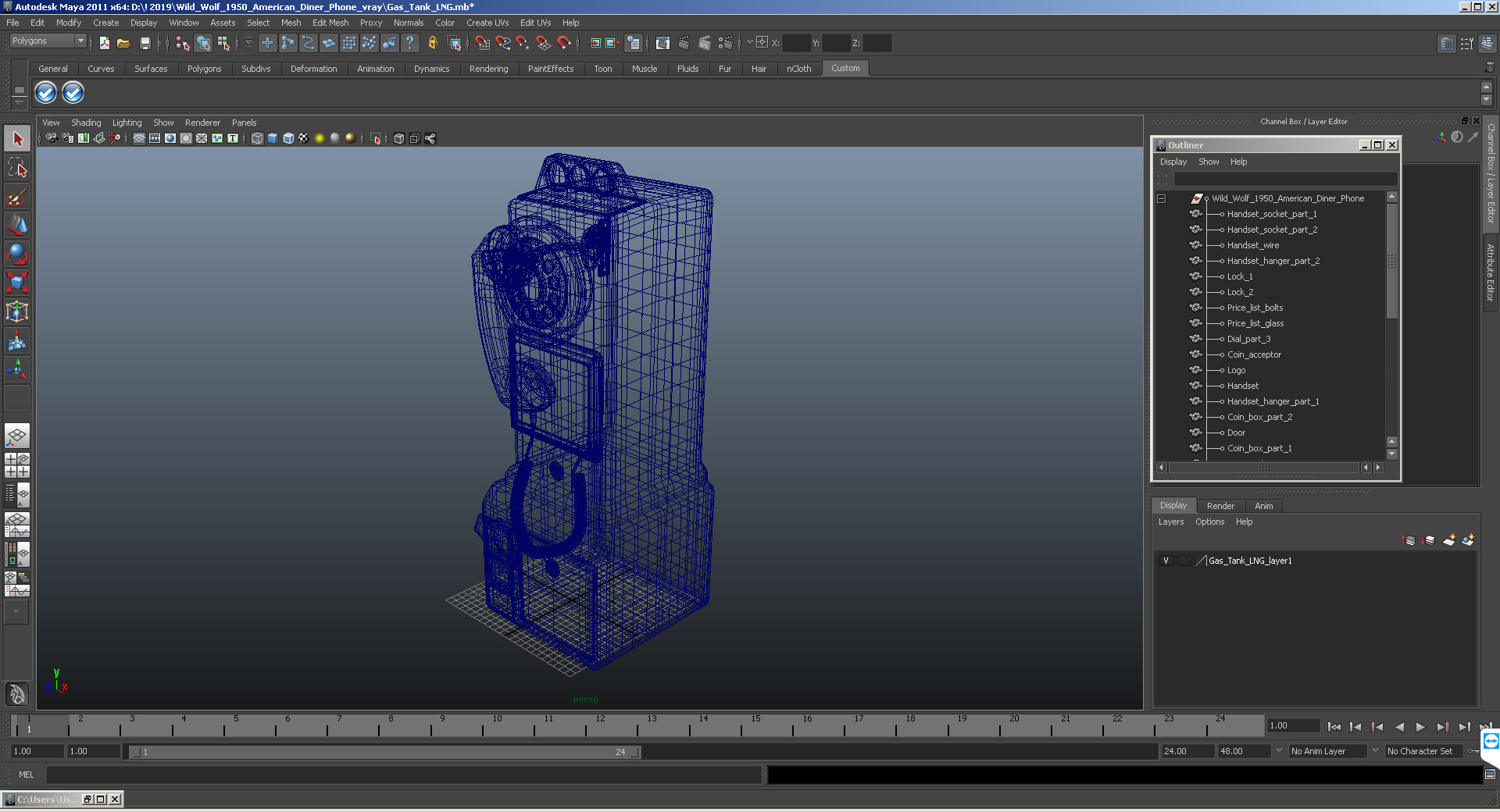 3D model Wild Wolf 1950 American Diner Phone