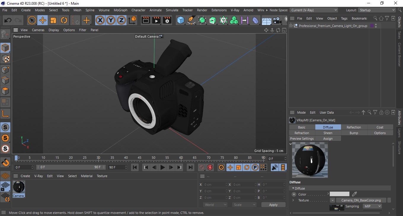 3D Professional Premium Camera Light On