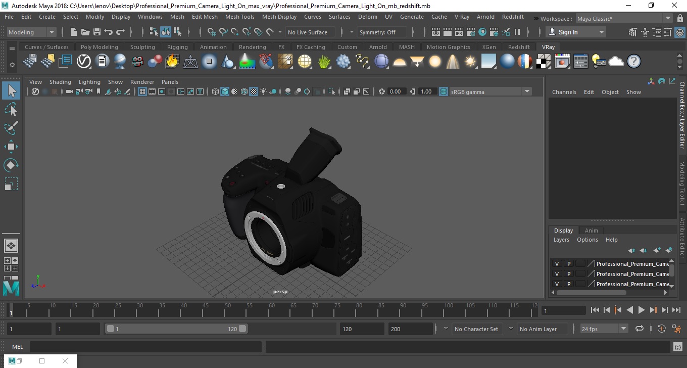 3D Professional Premium Camera Light On