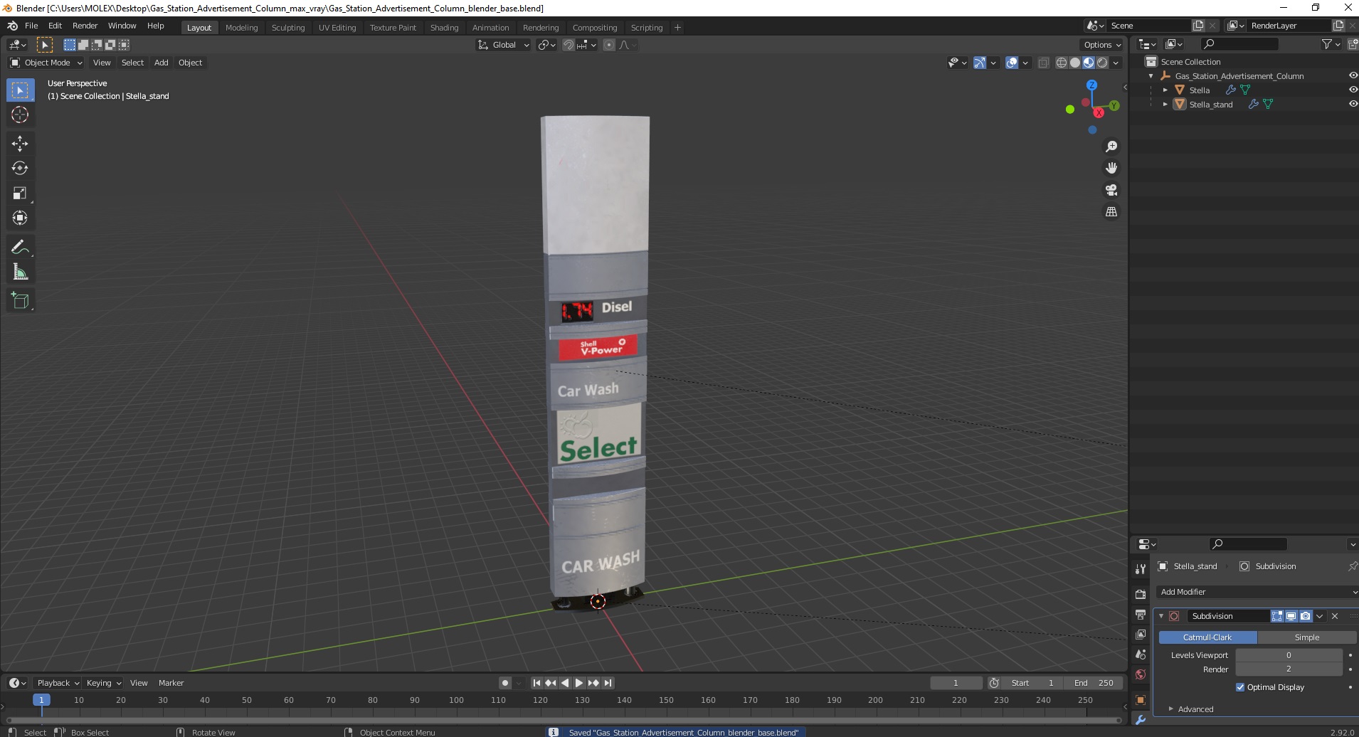 Gas Station Advertisement Column 3D
