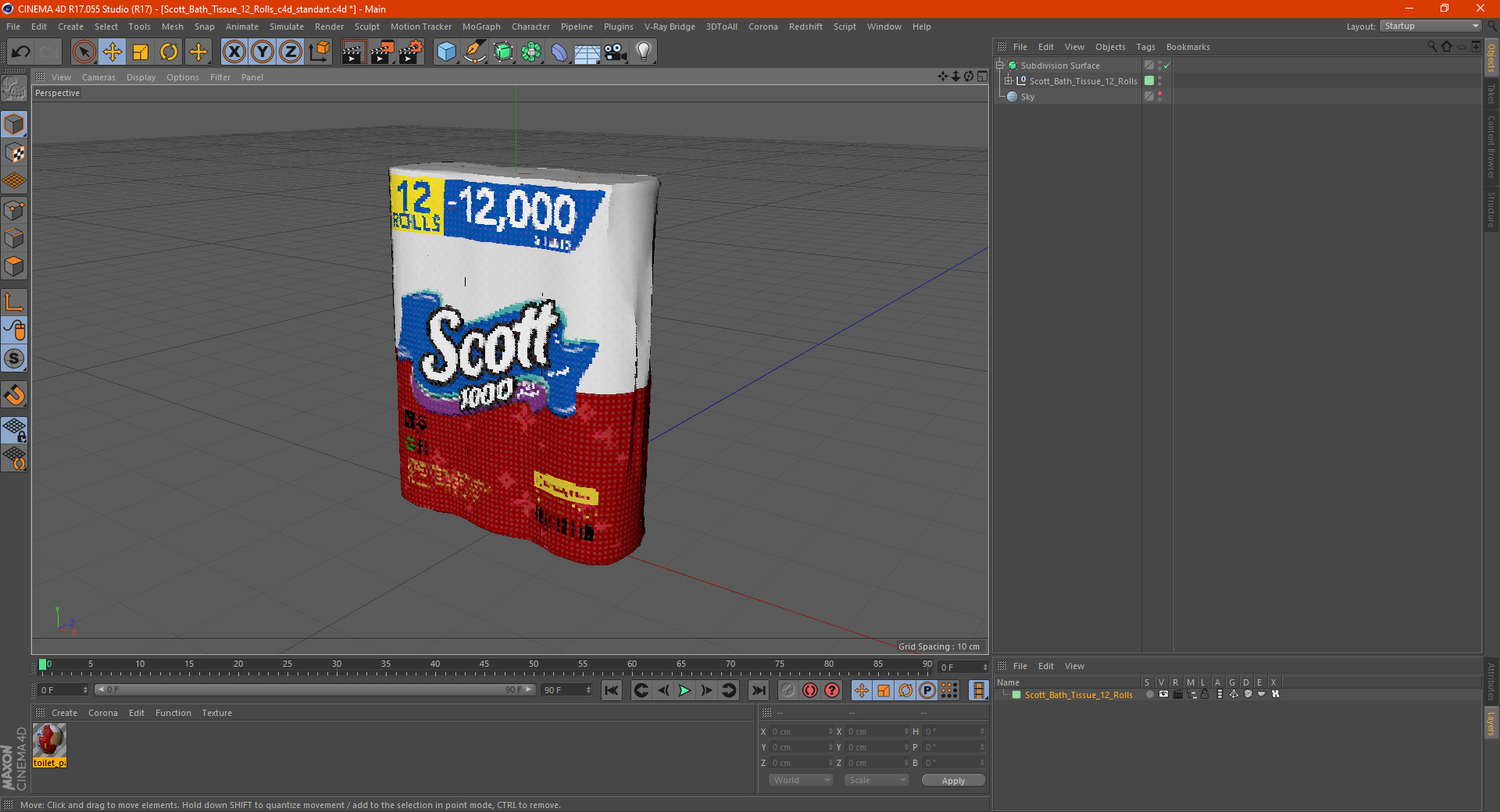 3D Scott Bath Tissue 12 Rolls