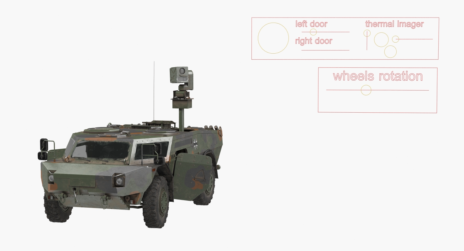 3D Fennek German Reconnaissance Vehicle Rigged model