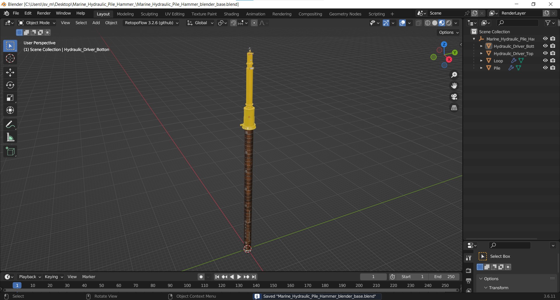 3D Marine Hydraulic Pile Hammer model