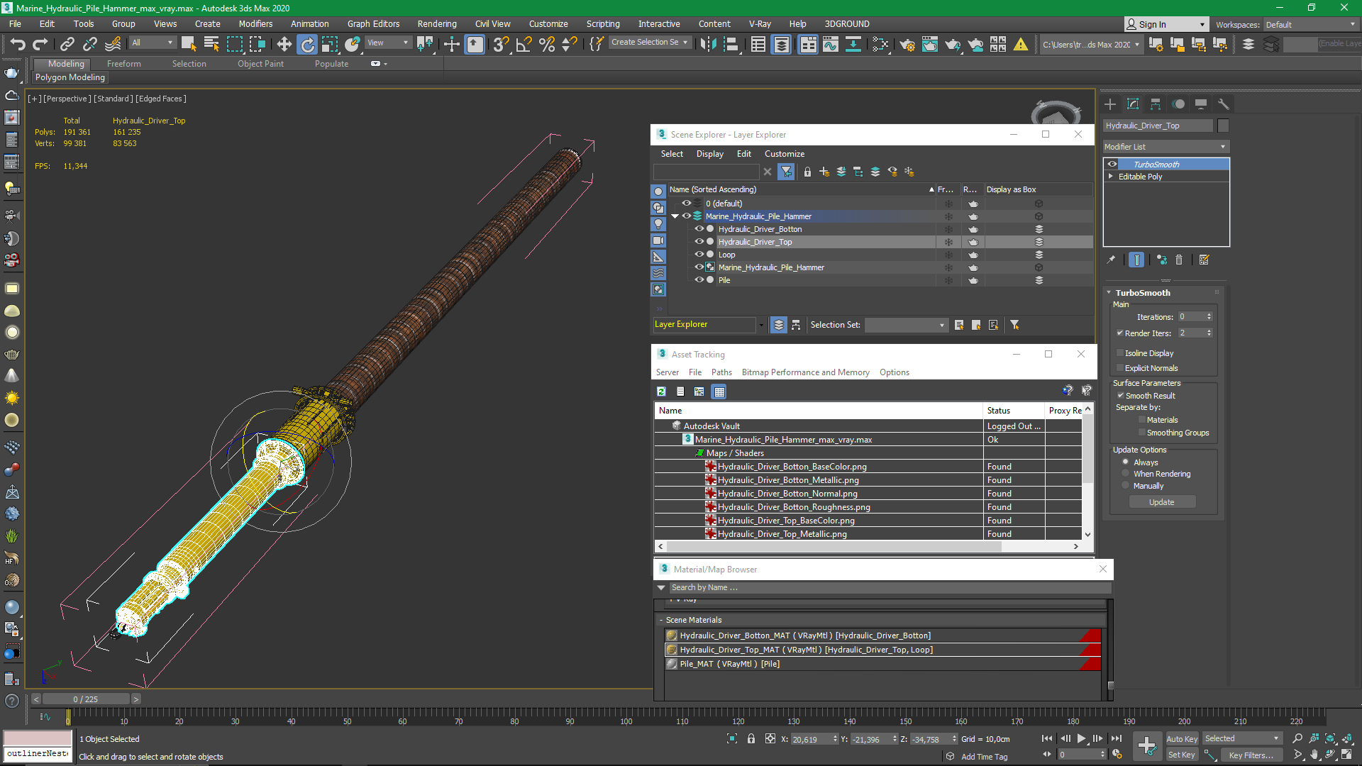 3D Marine Hydraulic Pile Hammer model