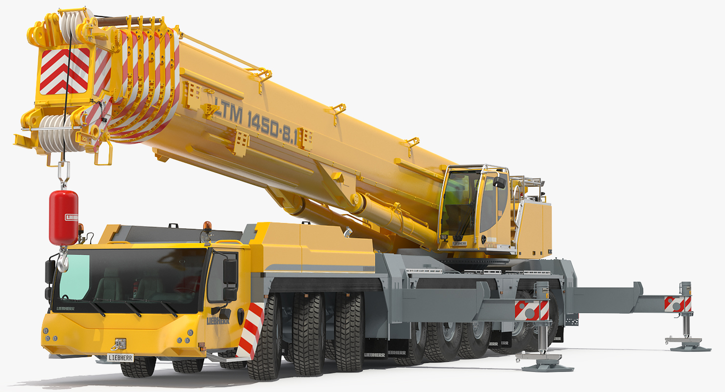3D Liebherr LTM 1450 Mobile Crane Rigged for Maya