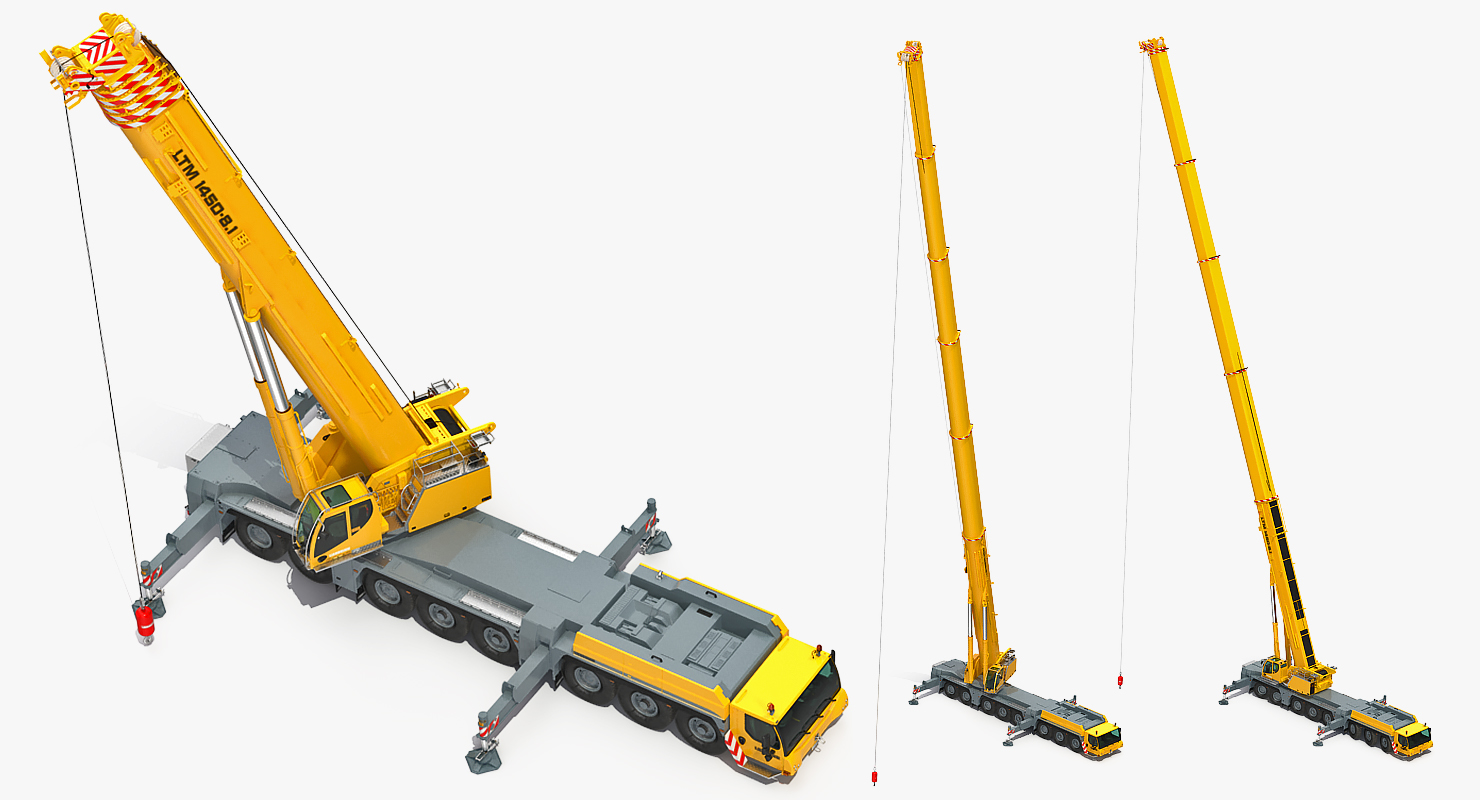3D Liebherr LTM 1450 Mobile Crane Rigged for Maya