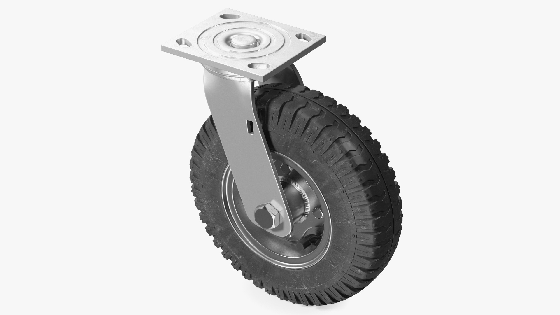 Pneumatic Swivel Caster 8 Inches Chrome 3D model
