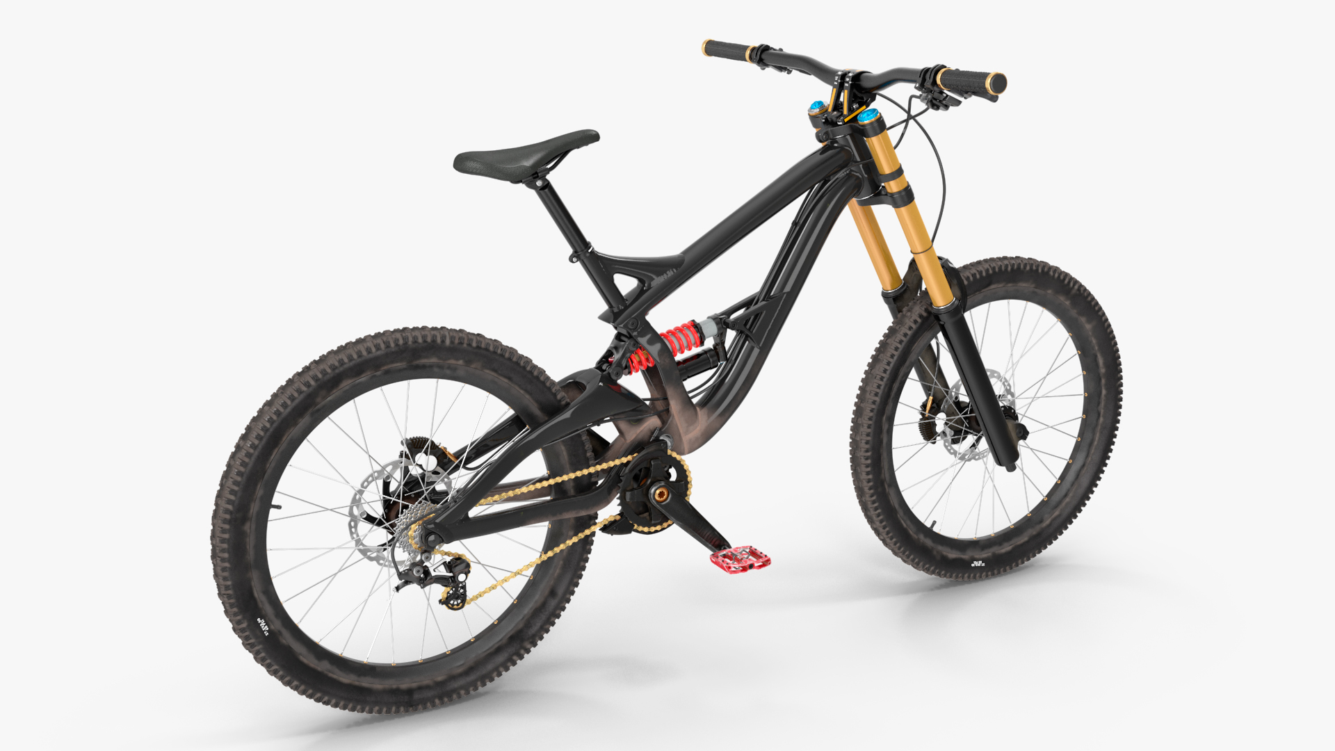 3D Mountain Bike with Full Suspension Rigged