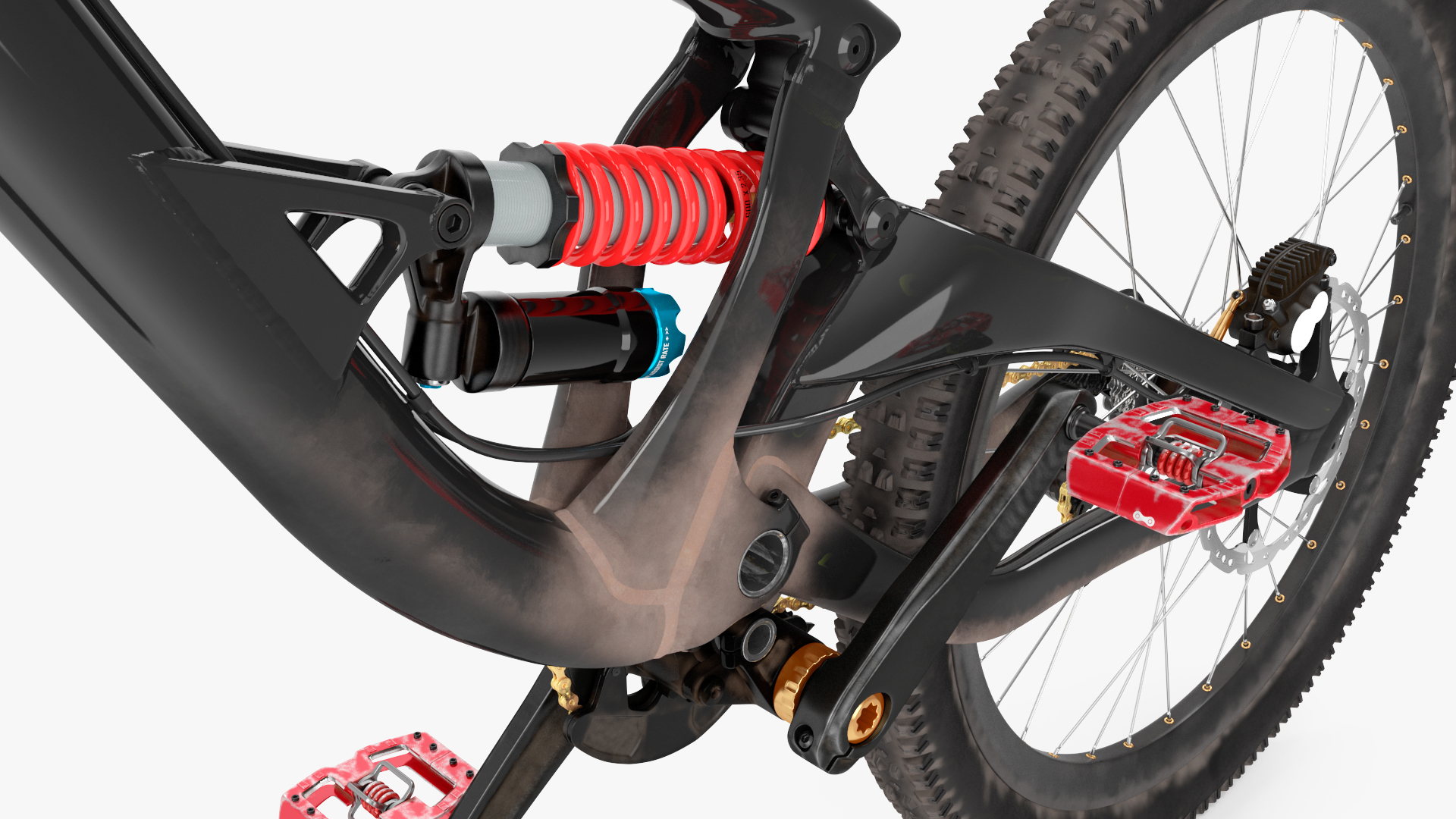 3D Mountain Bike with Full Suspension Rigged