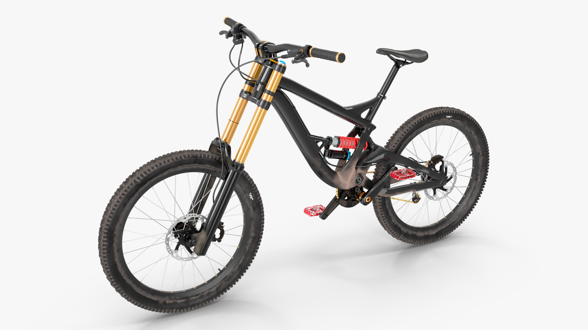 3D Mountain Bike with Full Suspension Rigged