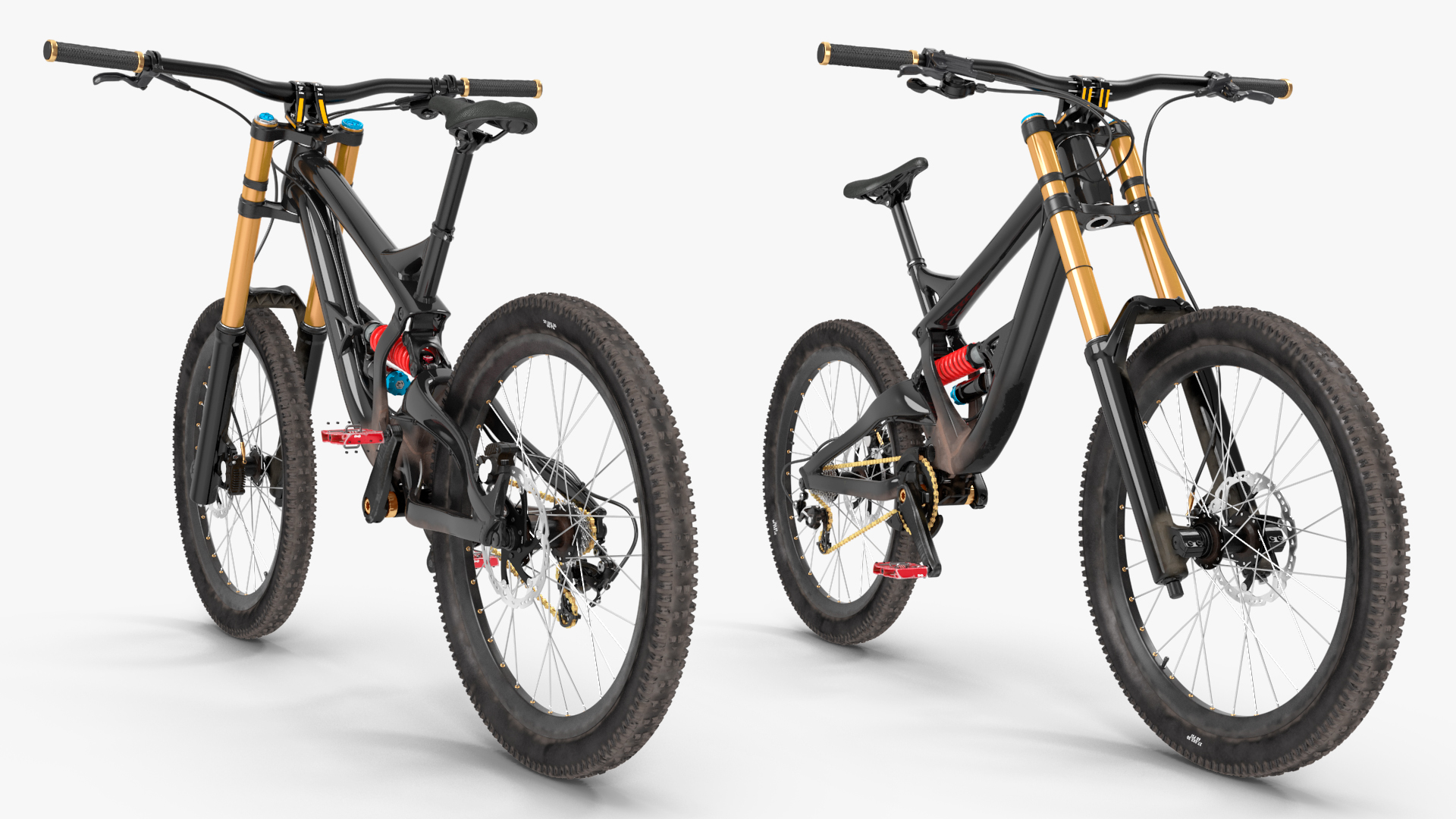 3D Mountain Bike with Full Suspension Rigged