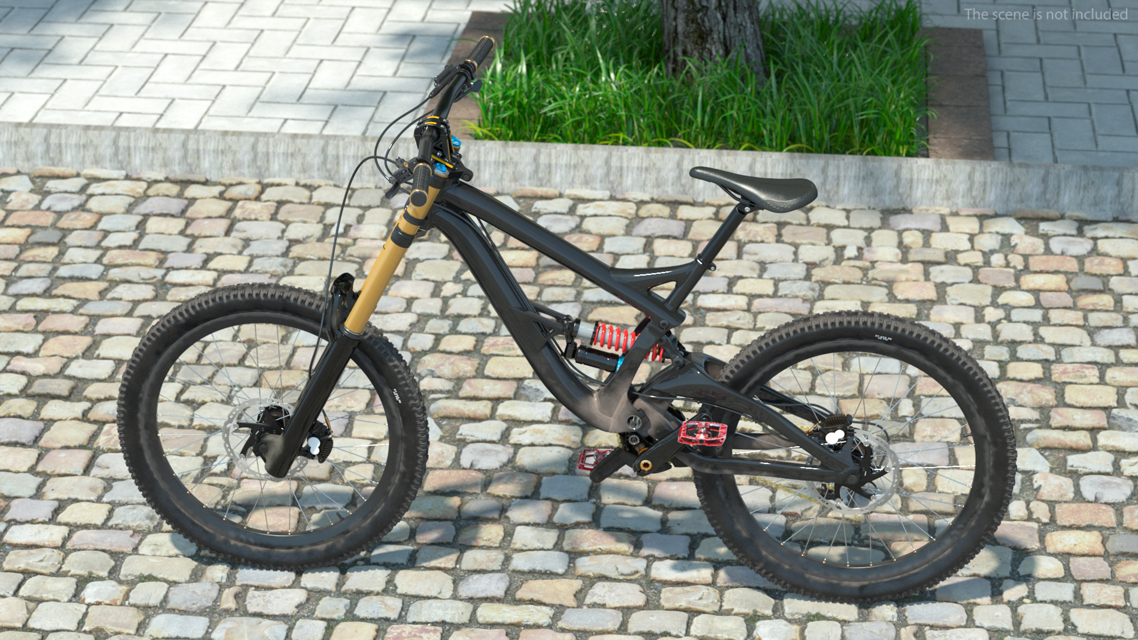 3D Mountain Bike with Full Suspension Rigged