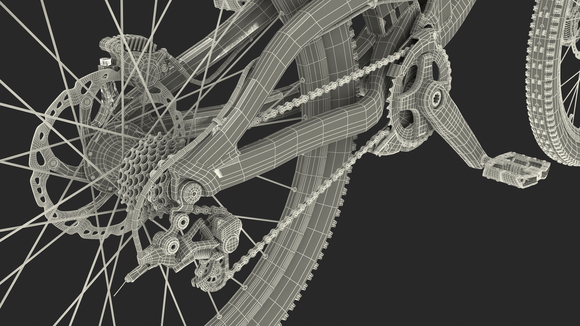 3D Mountain Bike with Full Suspension Rigged