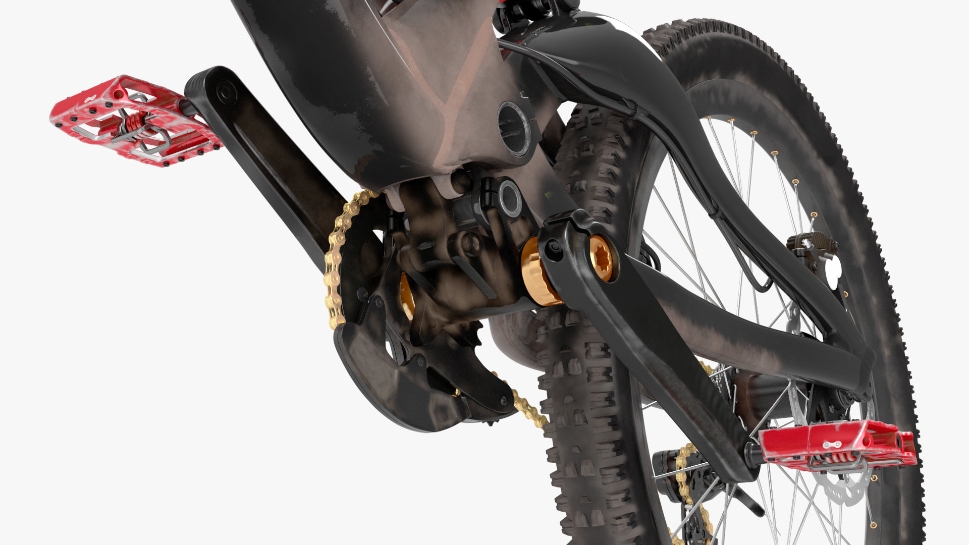 3D Mountain Bike with Full Suspension Rigged