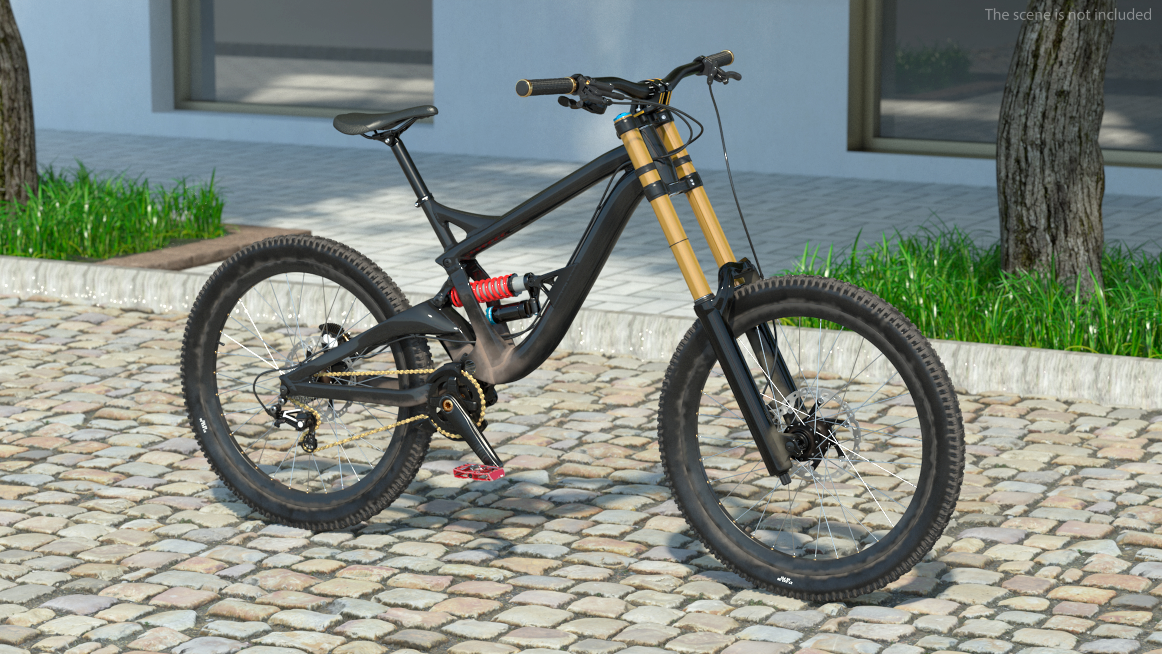 3D Mountain Bike with Full Suspension Rigged