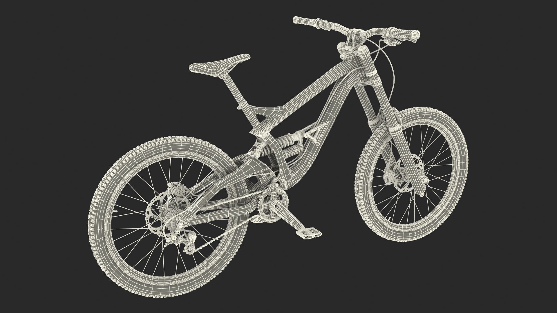 3D Mountain Bike with Full Suspension Rigged