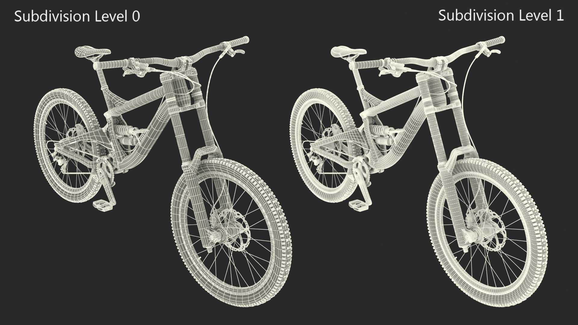 3D Mountain Bike with Full Suspension Rigged