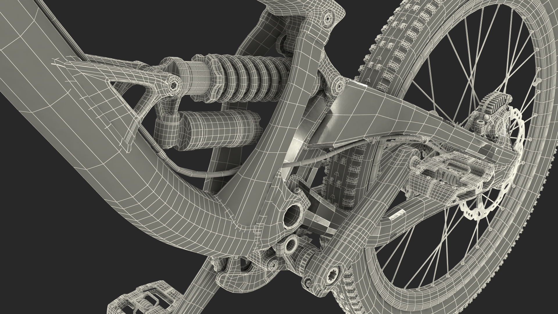 3D Mountain Bike with Full Suspension Rigged