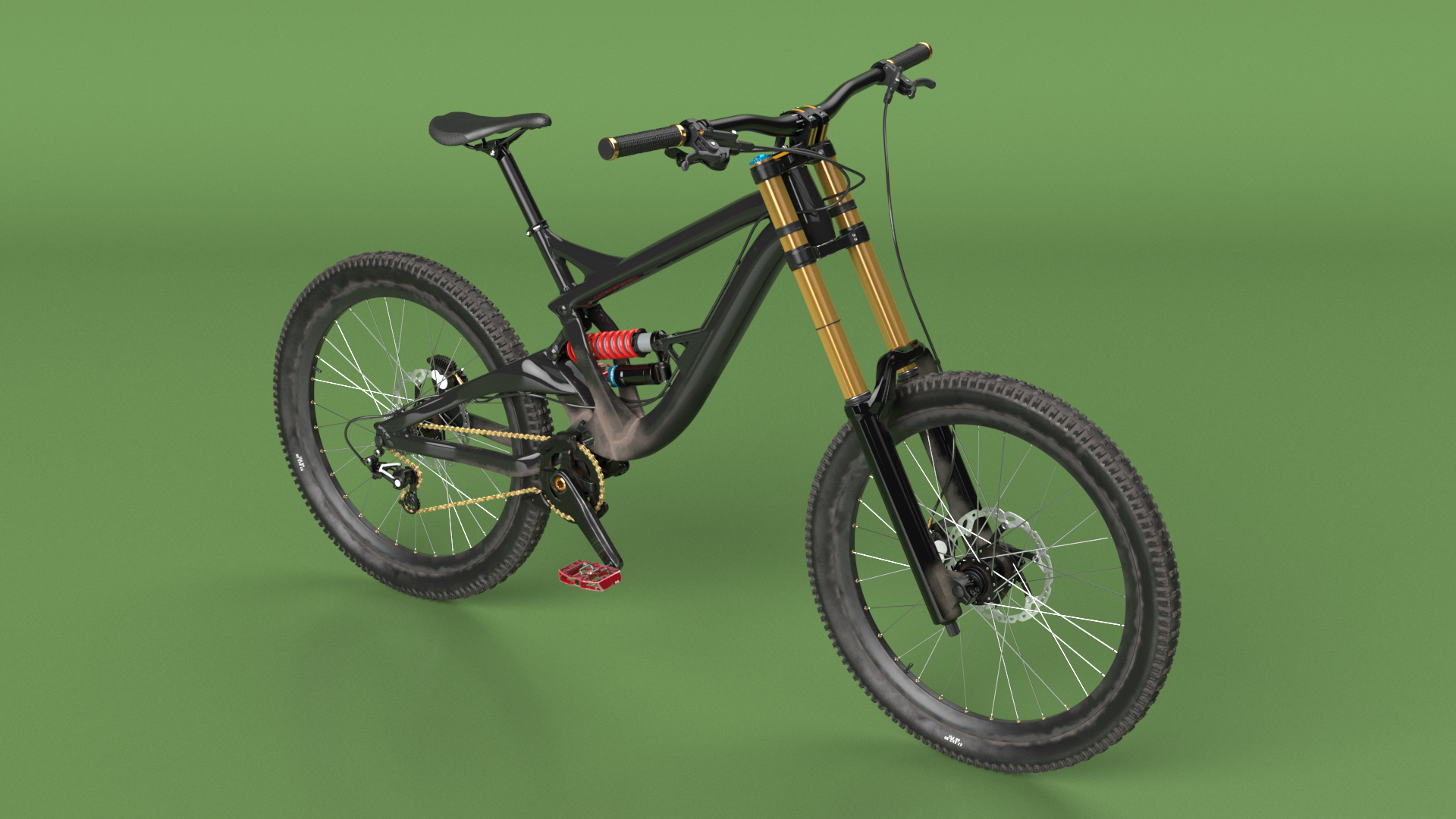 3D Mountain Bike with Full Suspension Rigged