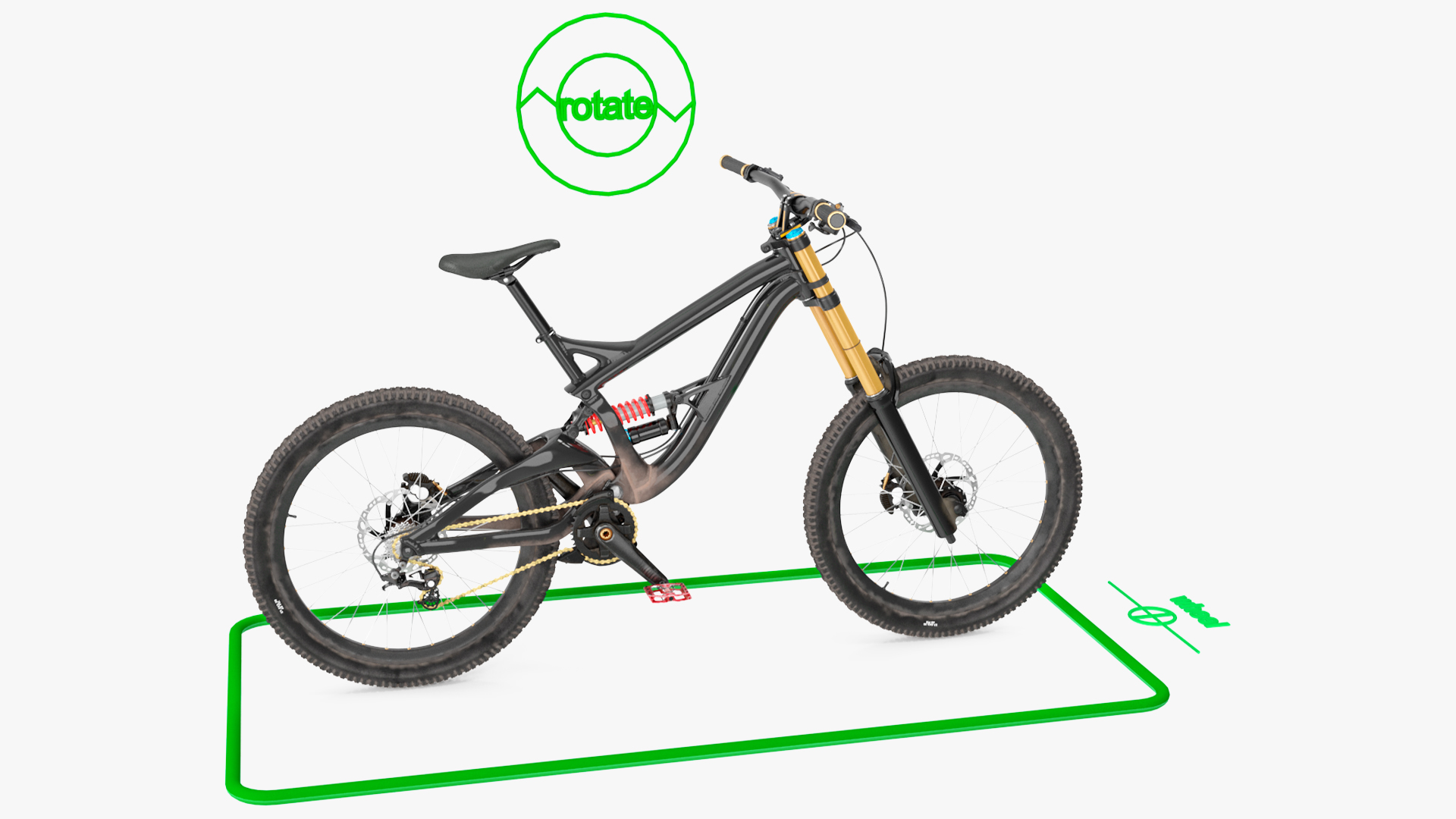 3D Mountain Bike with Full Suspension Rigged