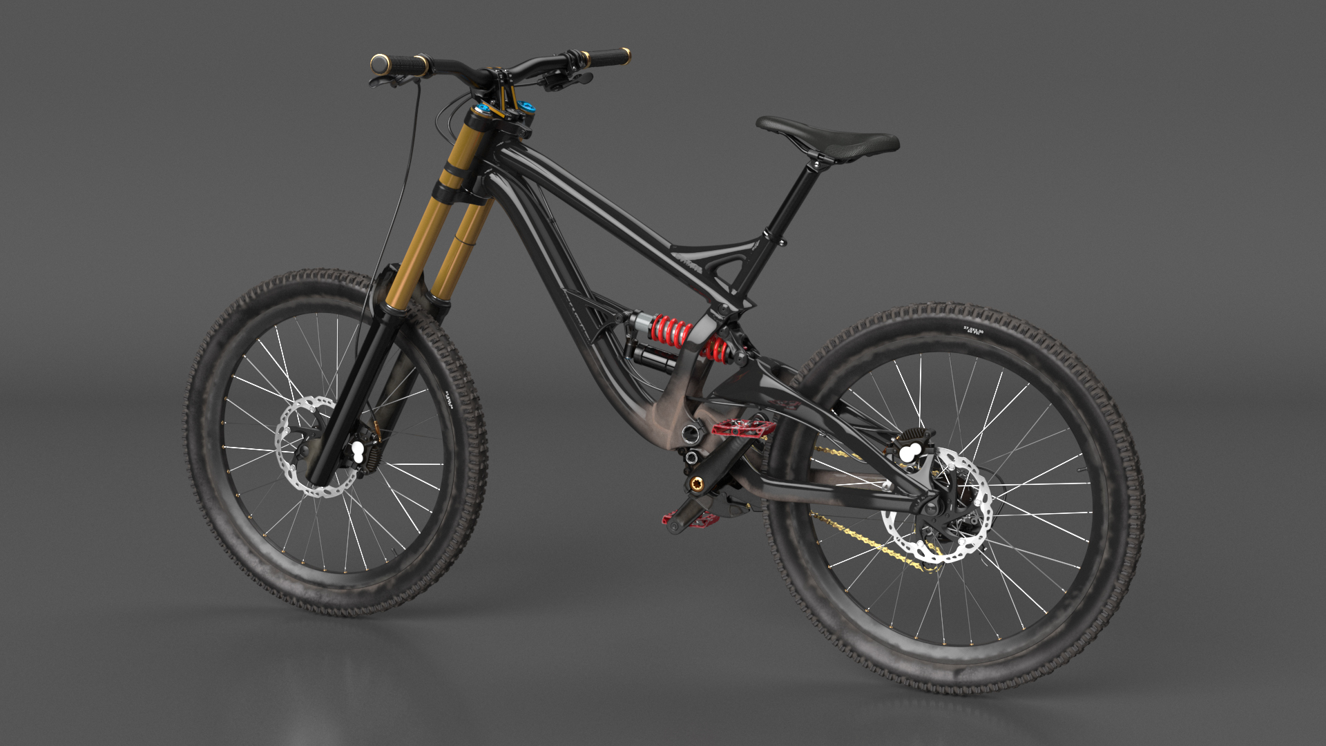 3D Mountain Bike with Full Suspension Rigged