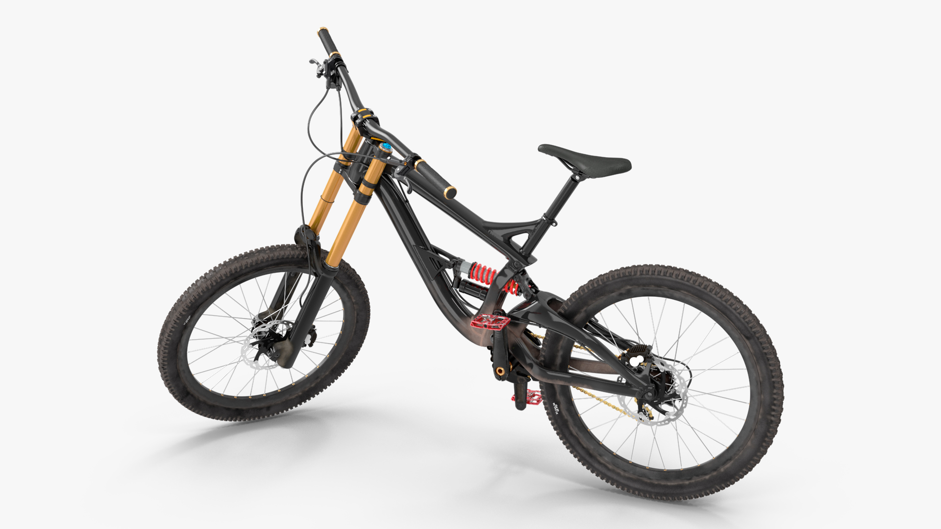 3D Mountain Bike with Full Suspension Rigged