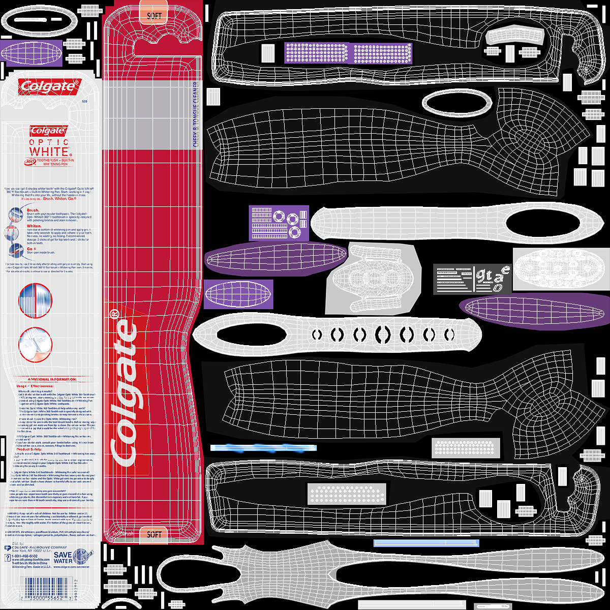 3D Colgate 360 Optic Toothbrush Blister Packaging