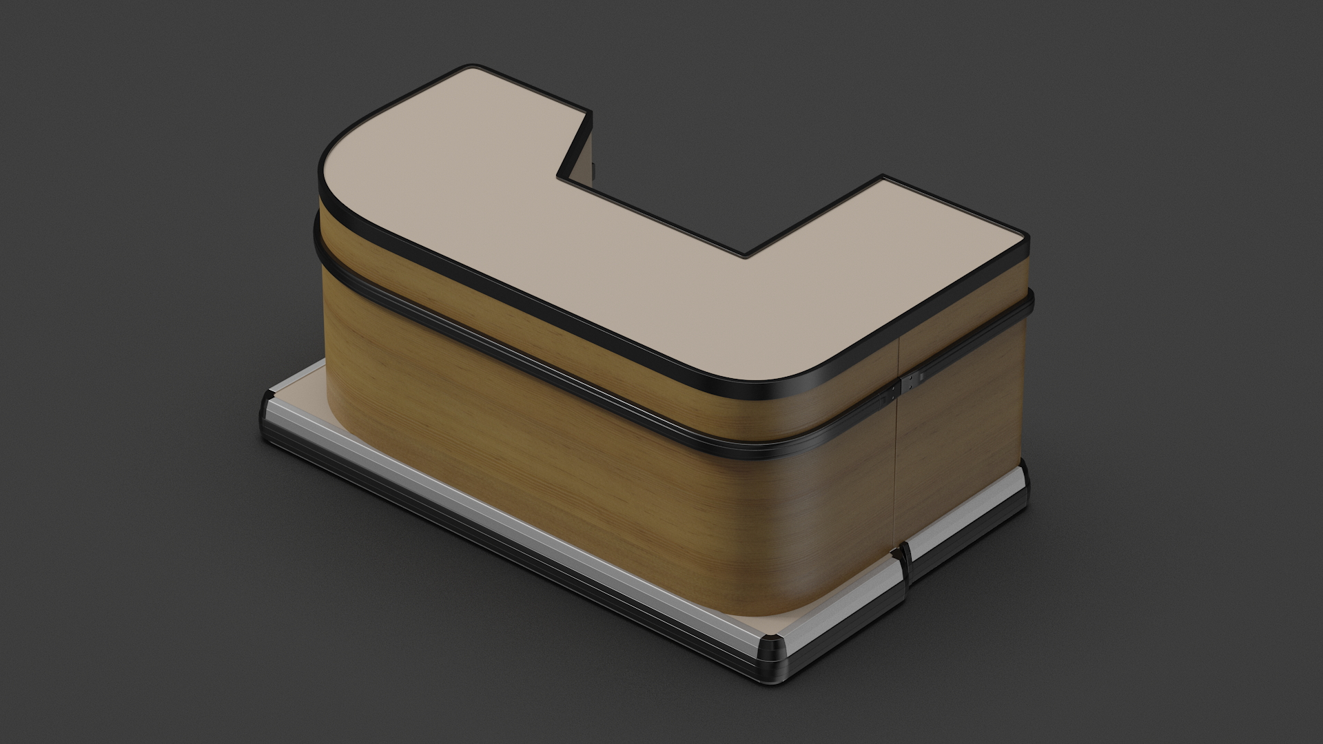 3D model Supermarket Cashier Counter Wooden Light