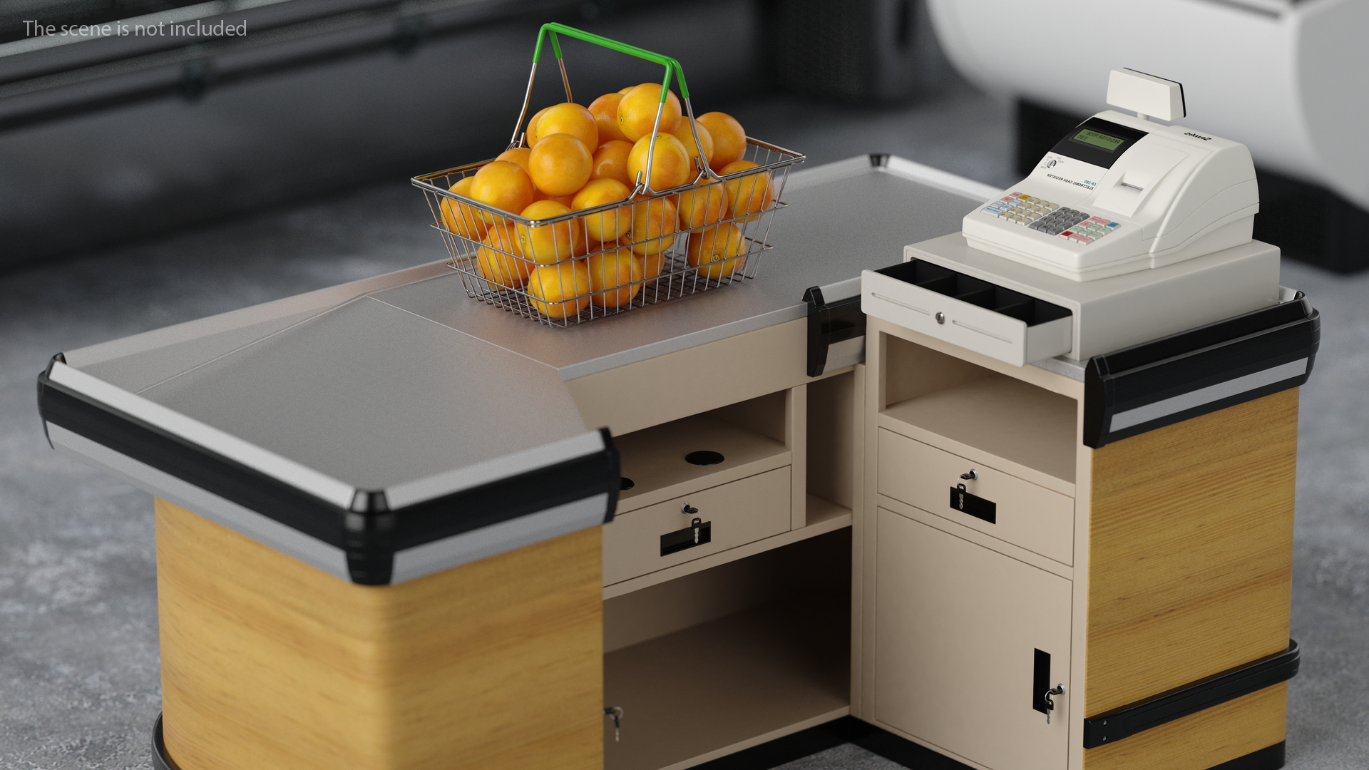 3D model Supermarket Cashier Counter Wooden Light