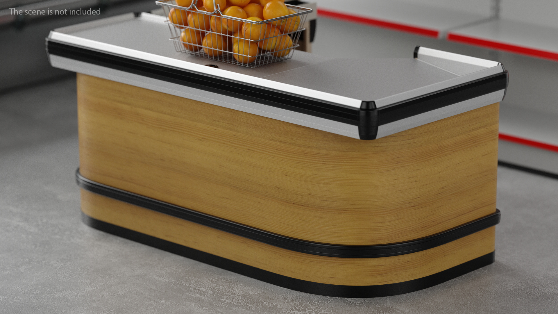3D model Supermarket Cashier Counter Wooden Light