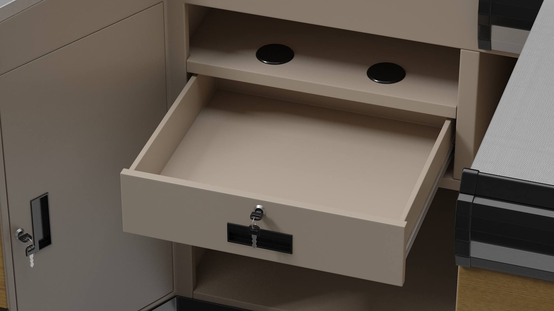 3D model Supermarket Cashier Counter Wooden Light