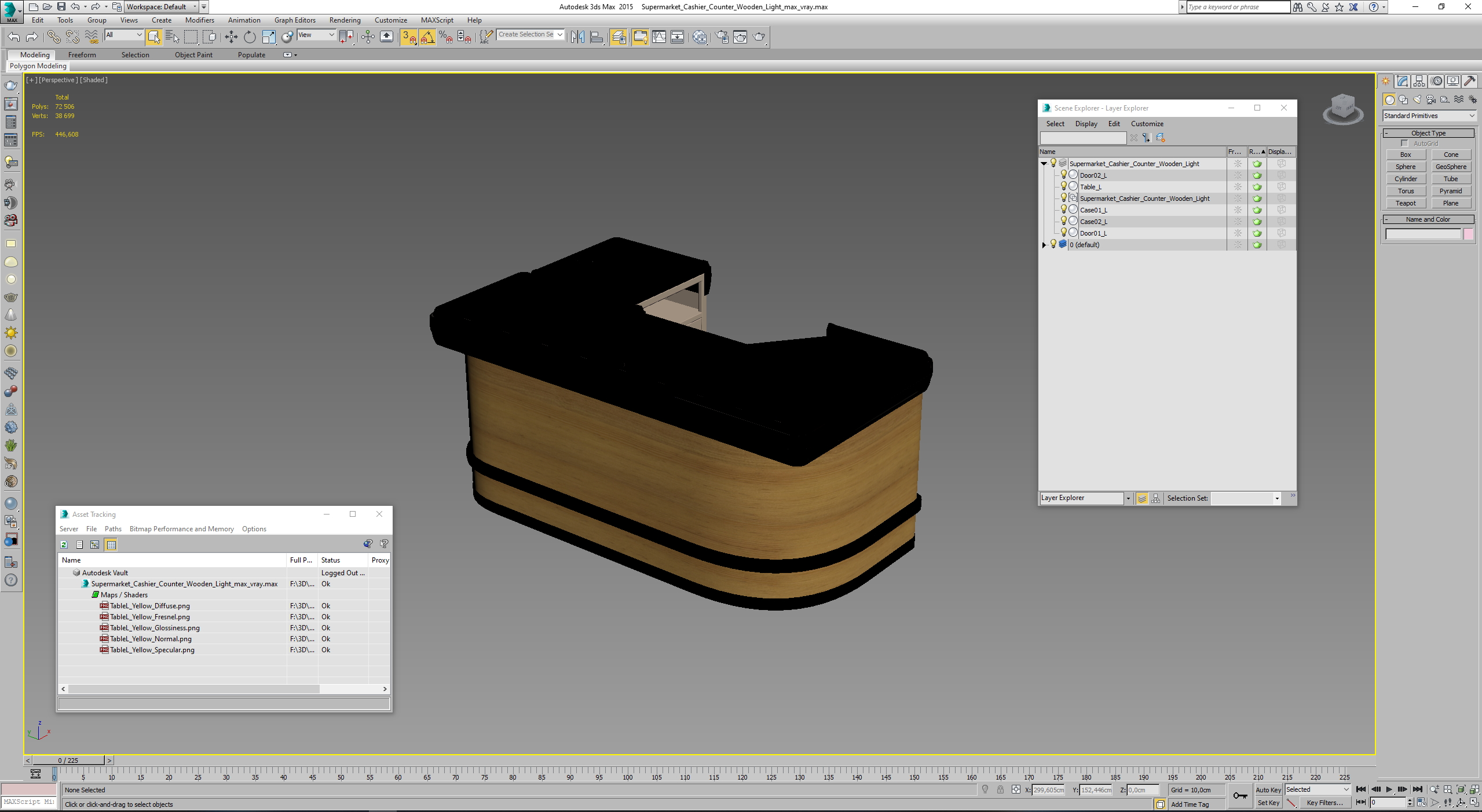 3D model Supermarket Cashier Counter Wooden Light
