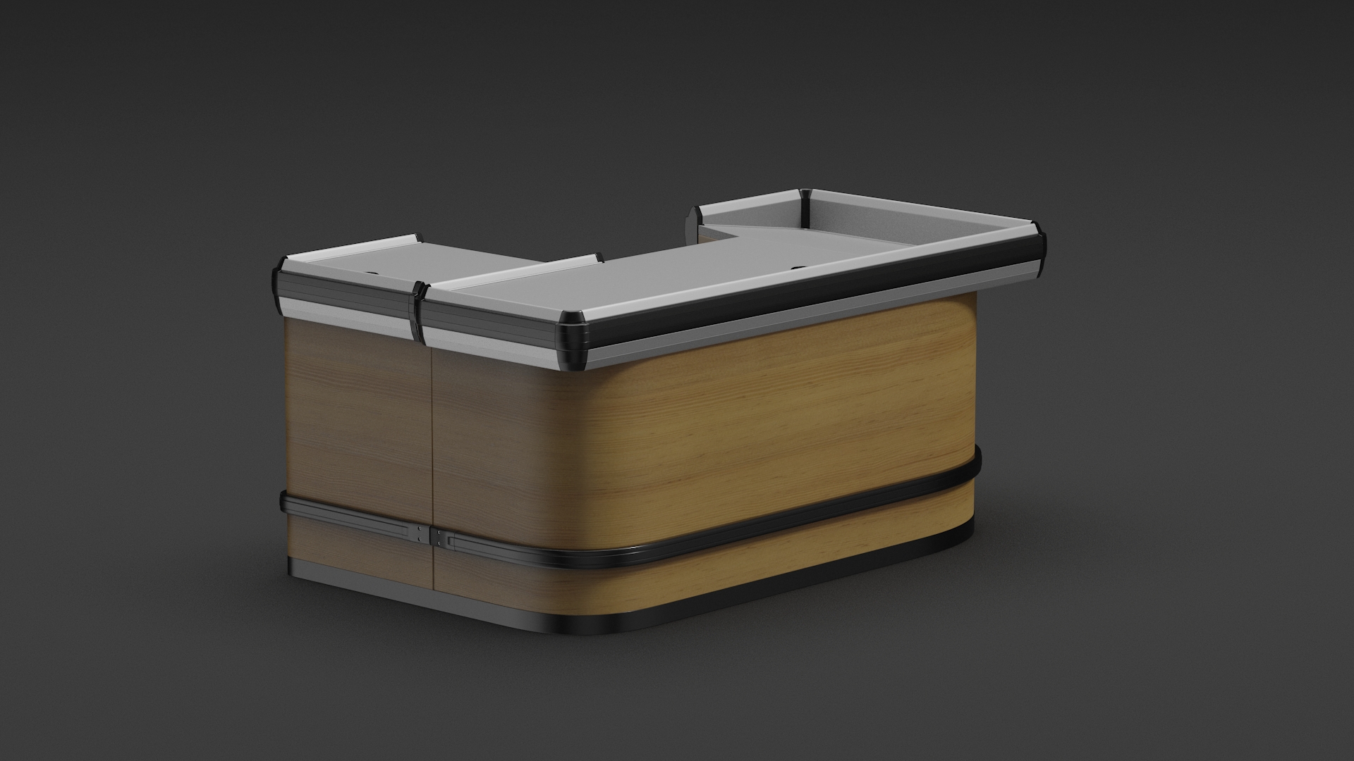 3D model Supermarket Cashier Counter Wooden Light