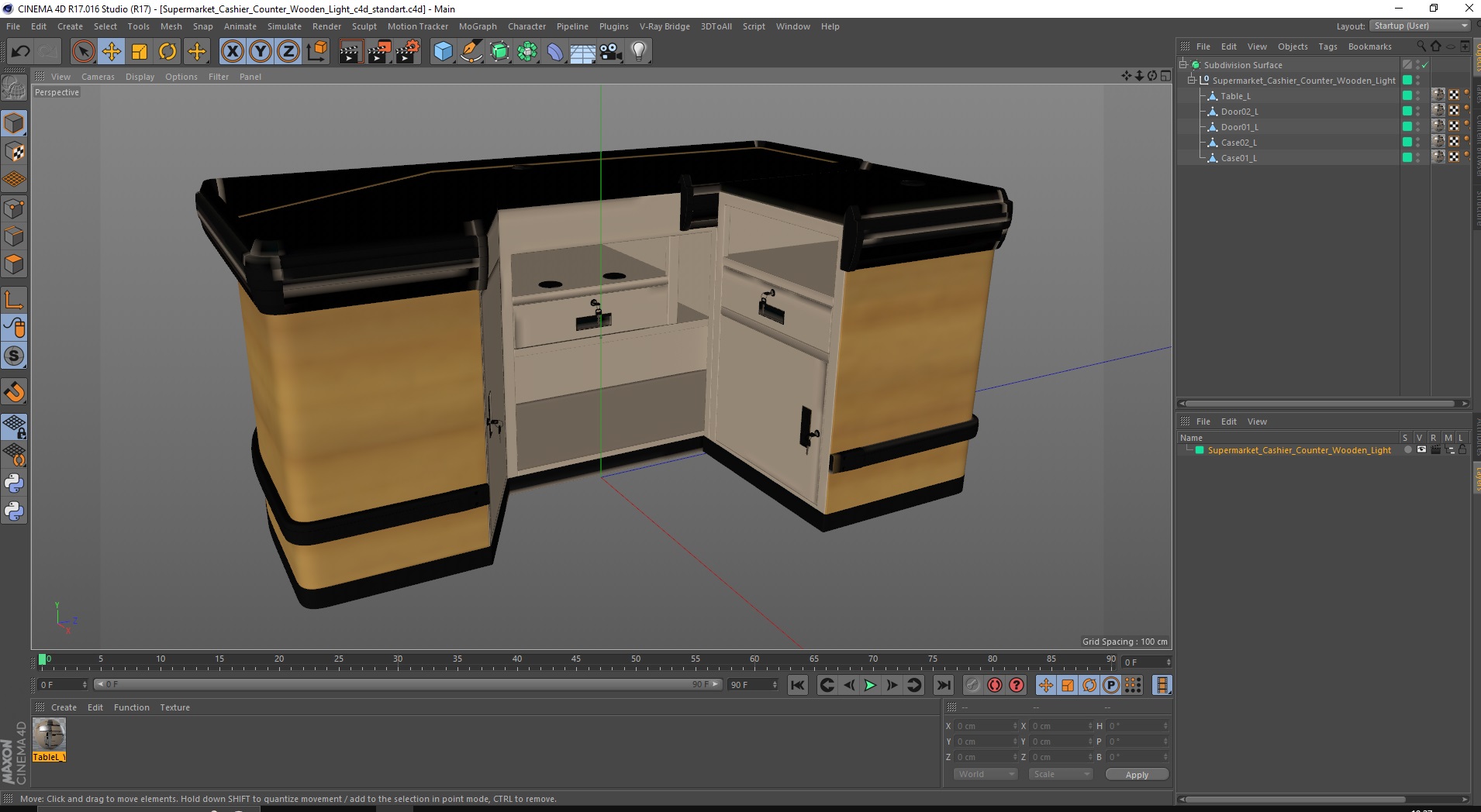 3D model Supermarket Cashier Counter Wooden Light