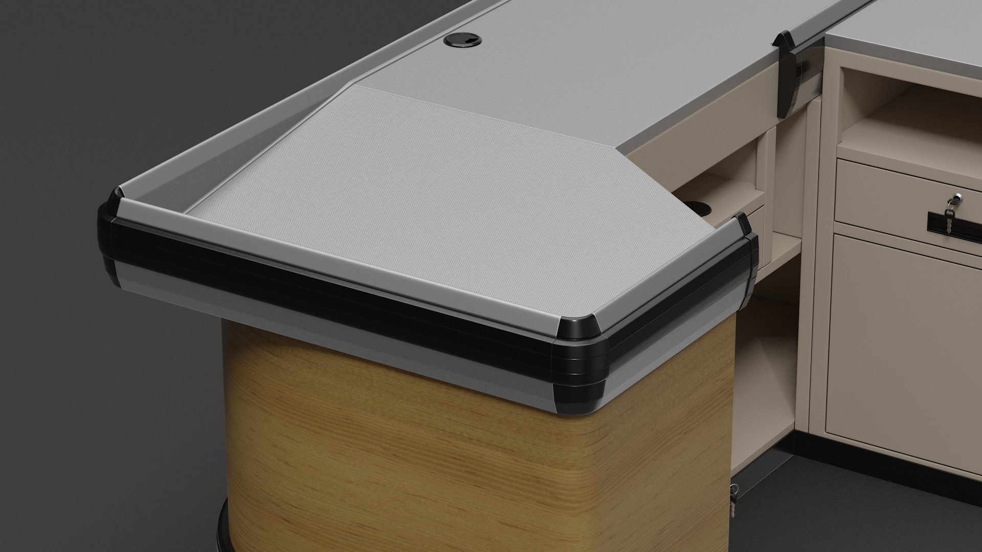 3D model Supermarket Cashier Counter Wooden Light