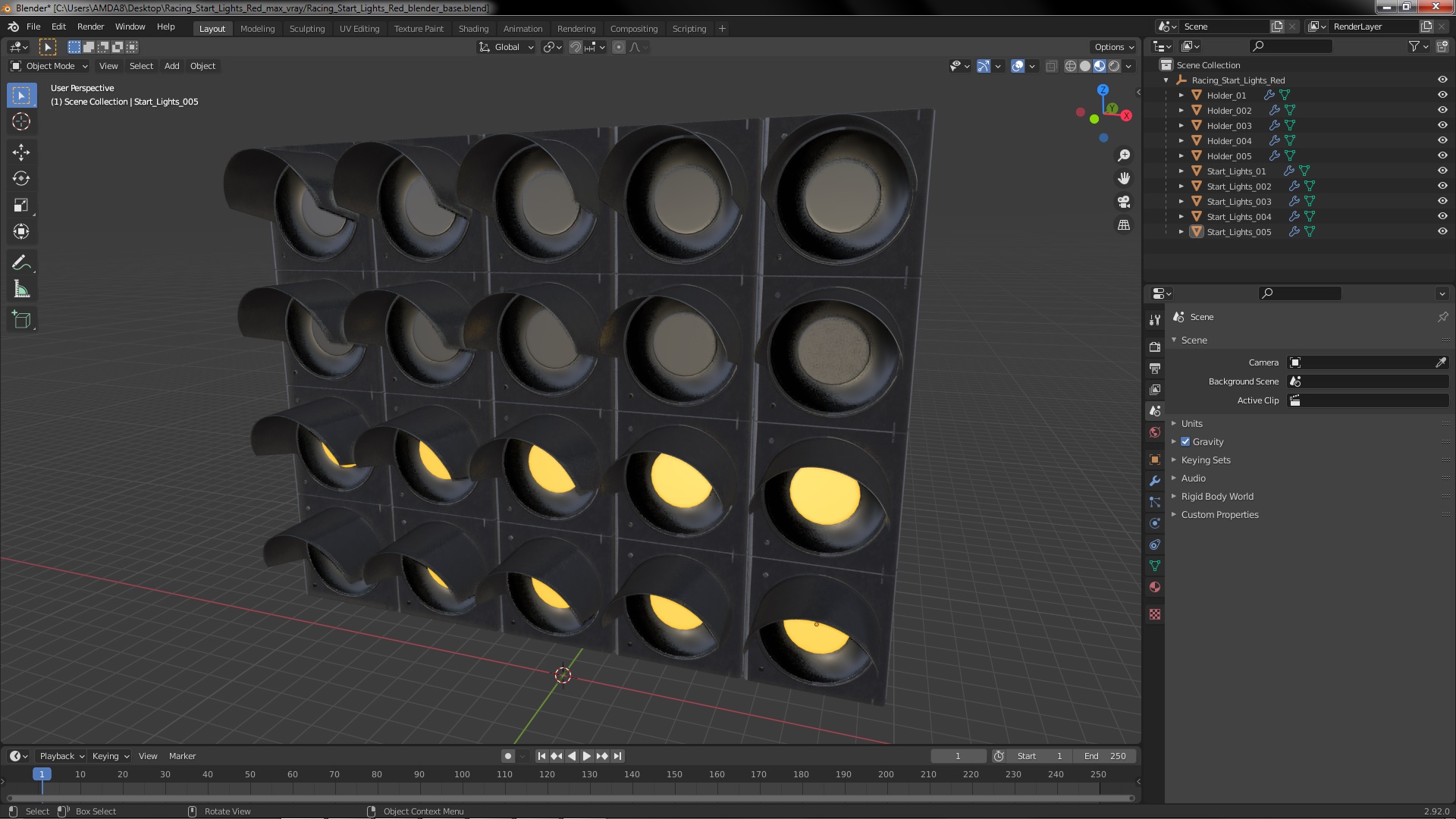 3D Racing Start Lights Red model