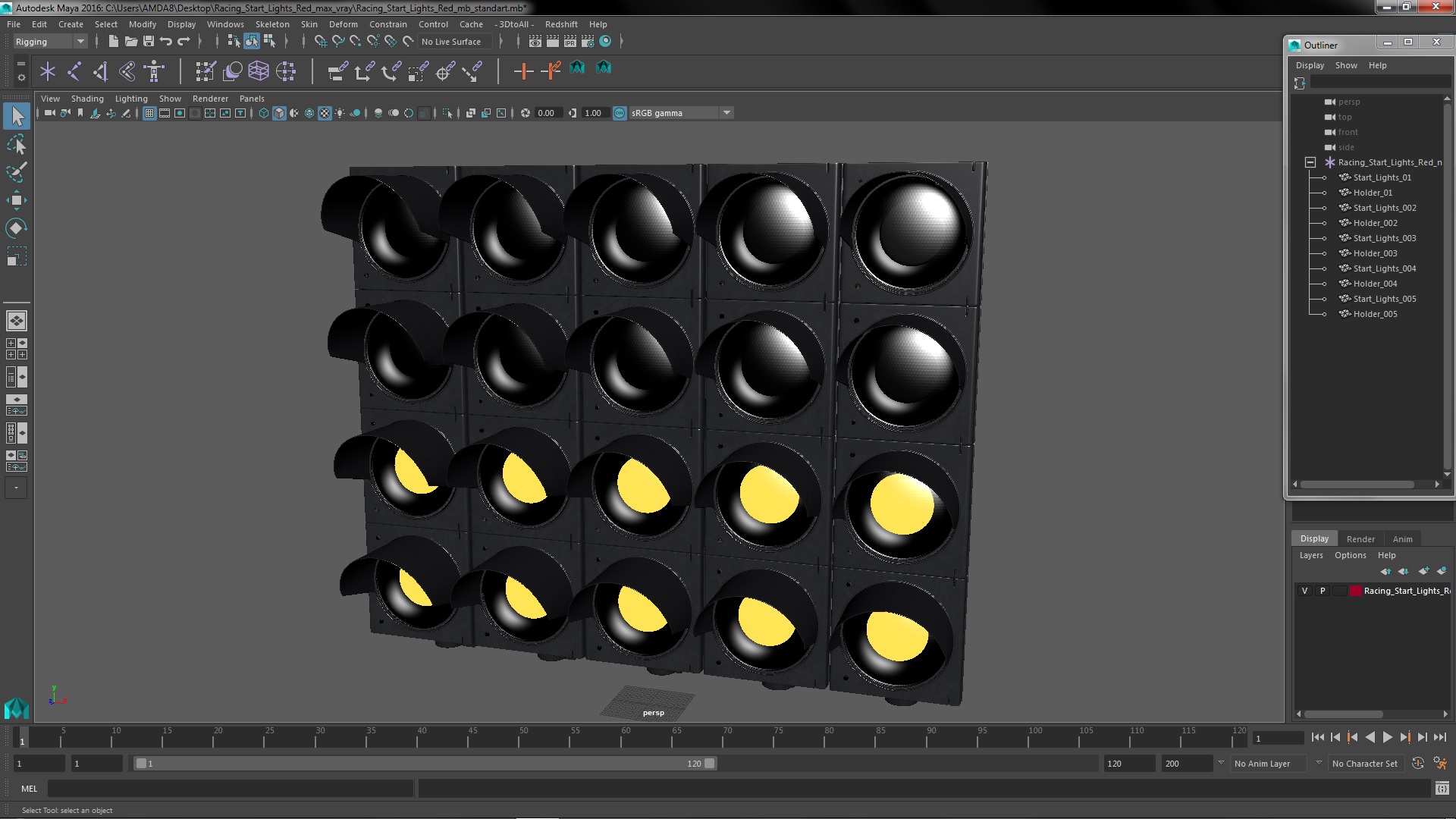 3D Racing Start Lights Red model