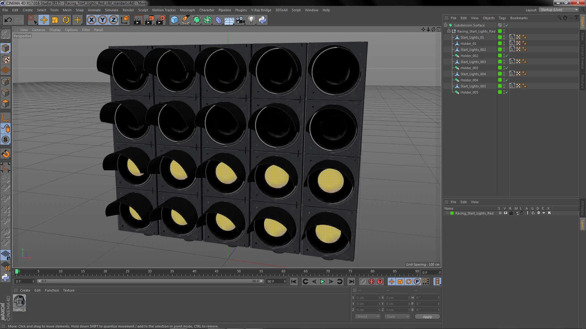 3D Racing Start Lights Red model