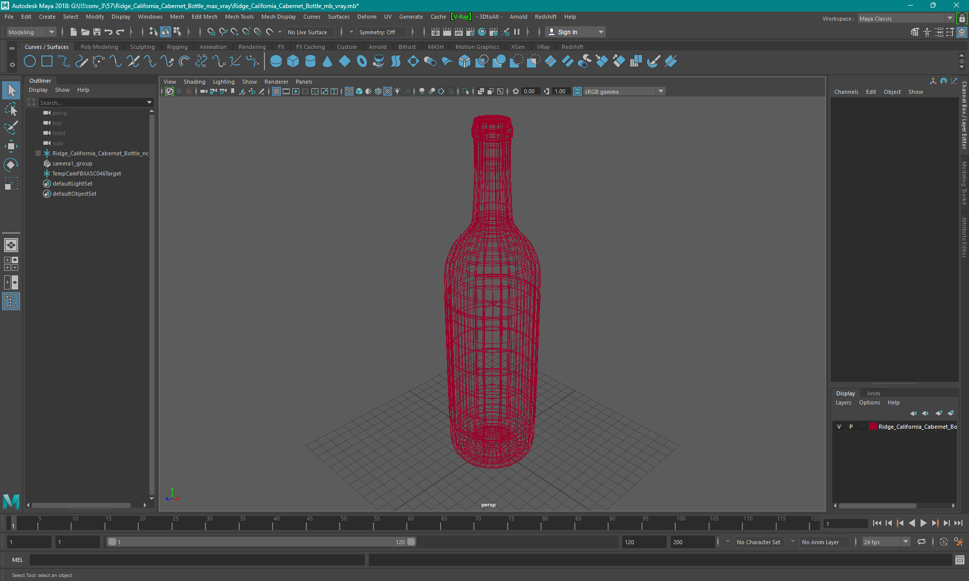 Ridge California Cabernet Bottle 3D