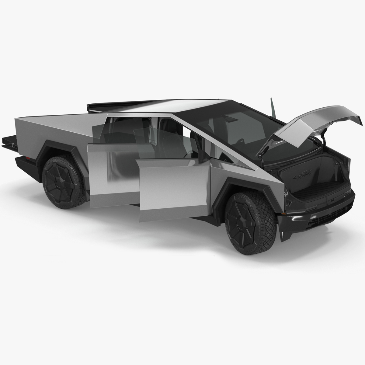 Tesla Cybertruck 2024 Silver Rigged for Cinema 4D 3D model