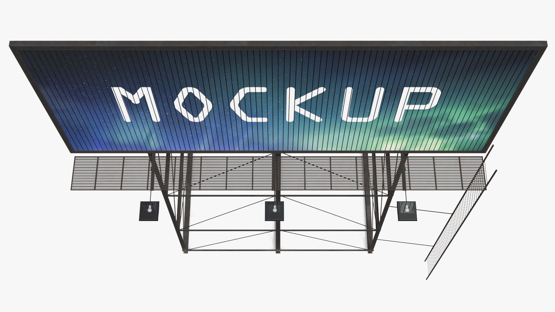 Mockup Trivision Billboard Support Frame Rigged - view 4