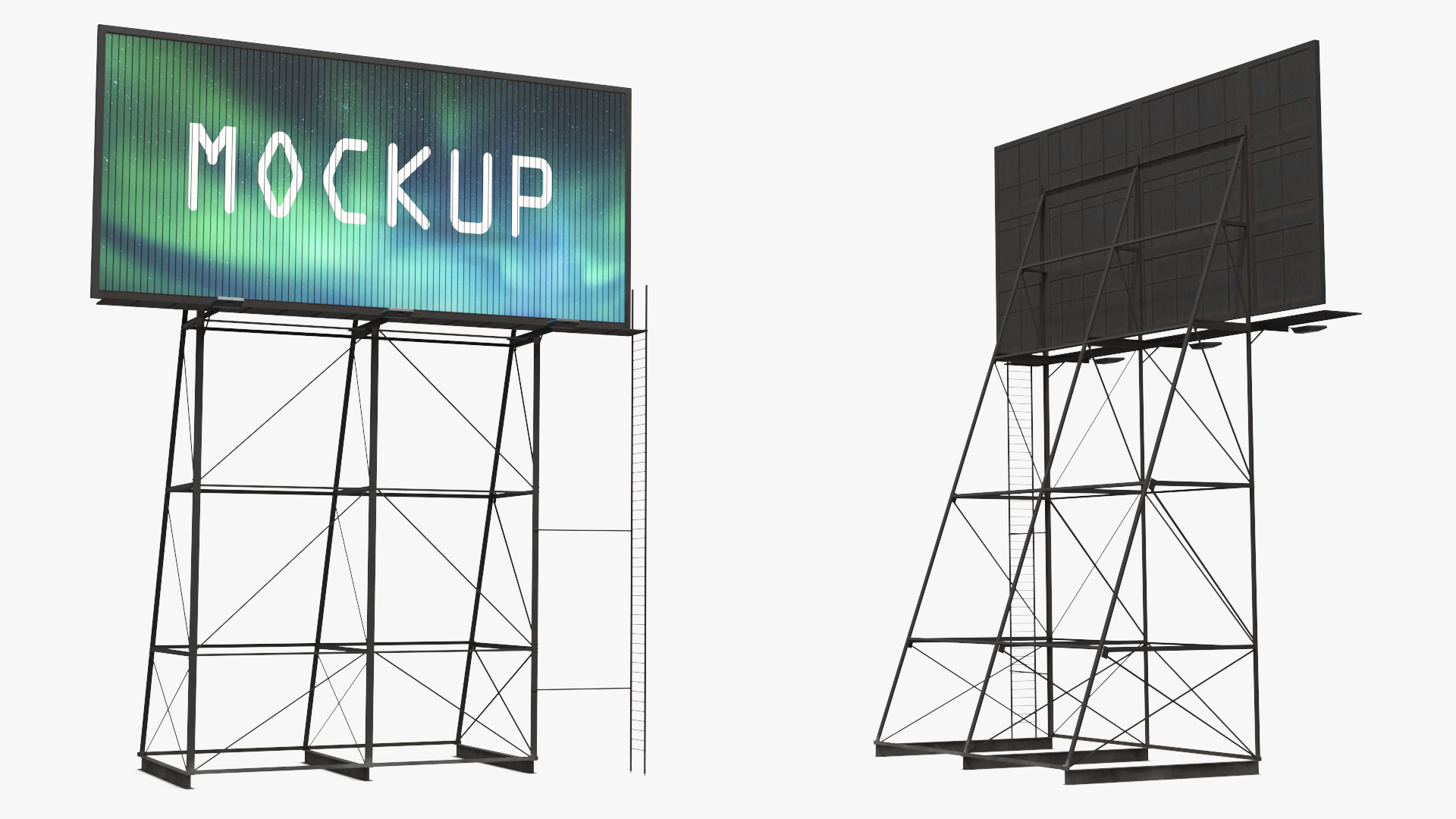 Mockup Trivision Billboard Support Frame Rigged - view 2