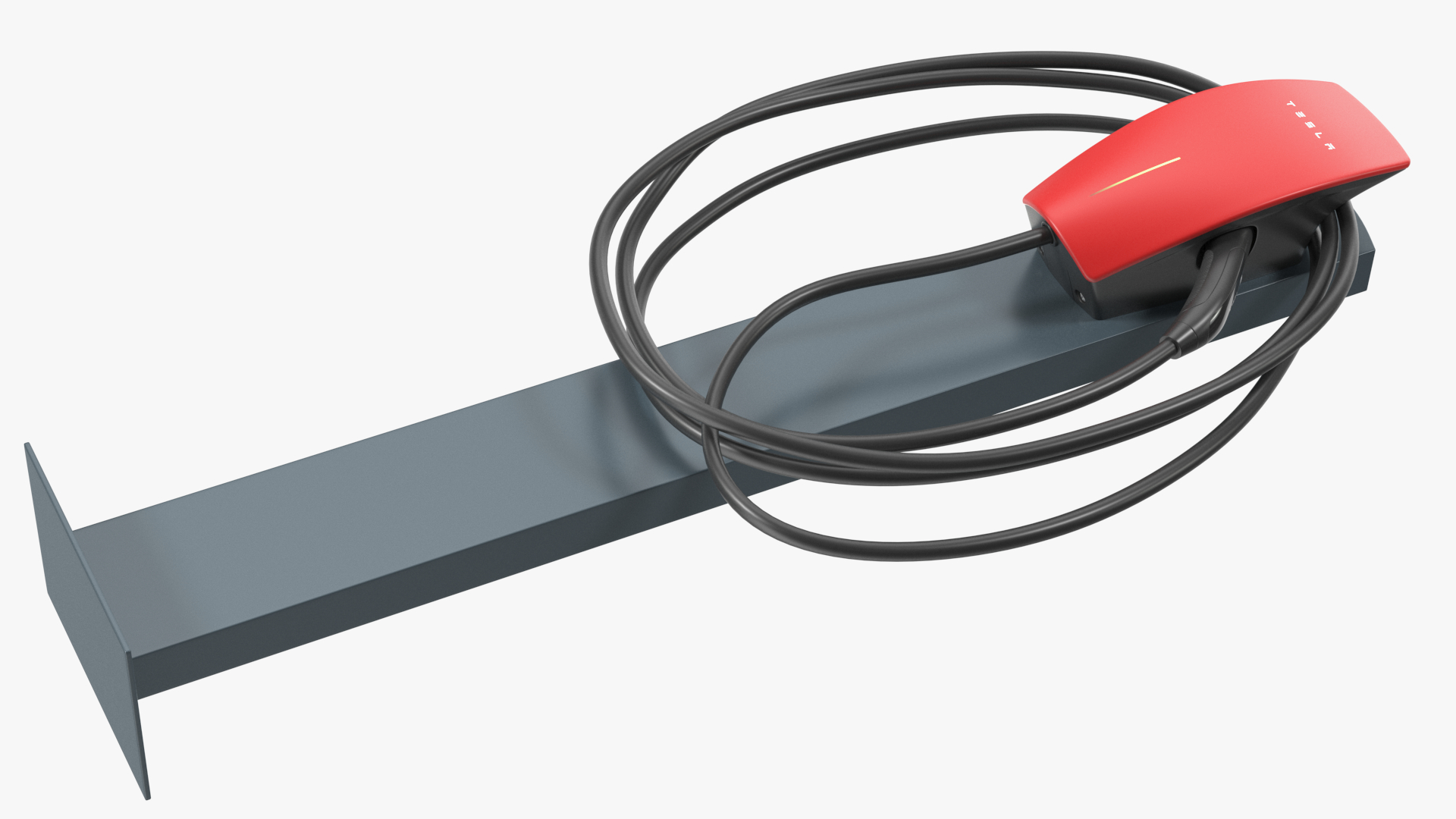 Pedestal Mounted Wall Connector Charger Tesla Red 3D model